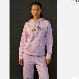 Cotton Blend hoodie, Adidas floral logo pullover(Top only)
